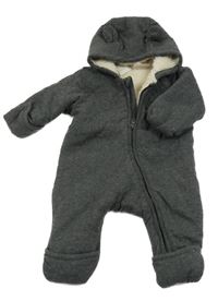 Tmavošedá tepláková zateplená kombinéza s kapucí H&M