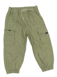 Khaki plátěné cargo cuff kalhoty C&A