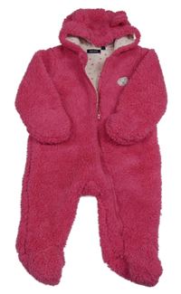 Růžová huňatá podšitá kombinéza s kapucí Blue Seven