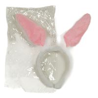 Nové - Bílo-růžová chlupatá čelenka s oušky - zajíc