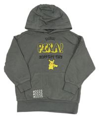 Šedá mikina Pikachu s kapucí 