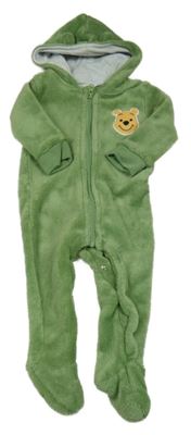 Zelená chlupatá kombinéza s medvídkem Pú a kapucí Disney