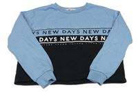 Světlemodro-černá crop mikina s nápisy H&M