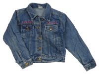 Tmavomodrá riflová bunda s kytičkami Image