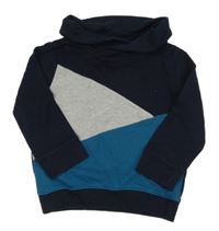 Tmavomodro-modro-šedá mikina s komínovým límcem Topolino