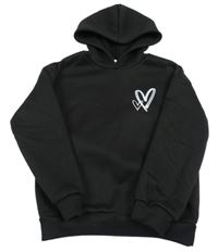 Černá mikina se srdíčky a kapucí Shein