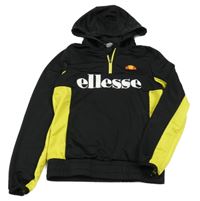 Černo-žlutá propínací sportovní mikina s logem a kapucí Ellese