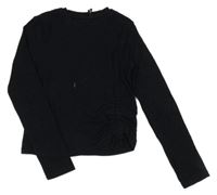 Černé žebrované crop triko se stahováním Geogre 