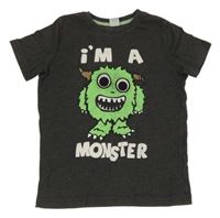 Tmavošedé tričko s příšerkou Kiki&Koko