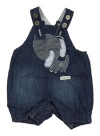 Tmavomodré riflové laclové podšité kraťasy s pejskem Next