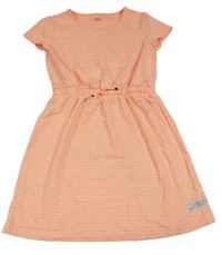 Broskvovo-bíé pruhované teplákové šaty s kotvami Yigga