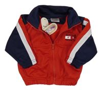 Nové - Červeno-tmavomodrá propínací mikina s nápisem 