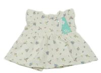 Nové - Bílá krepová halenková tunika s kytičkami Tex