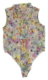 Barevná květovaná crop halenka se zavazováním H&M