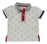 Bílé polo tričko s kotvami 