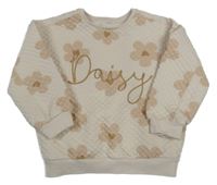 Pudrová prošívaná mikina s květy a nápisem George 