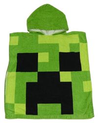 Zelené froté osuškové pončo Minecraft s kapucí 