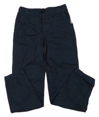 Tmavomodré plátěné relaxed cuff kalhoty H&M