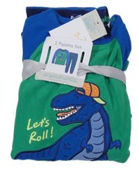 Nové - Kobaltově modro-zelené fleecové pyžamo s dinosaurem Primark