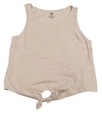 Světlepudrový crop top s uzlem H&M