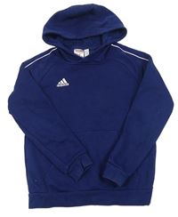 Tmavomodrá mikina s kapsou a kapucí Adidas