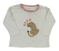 Bílo-starorůžové triko s leopardem John Lewis