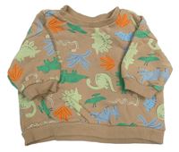 Hnědá oversize mikina s dinosaury COTTON ON BABY
