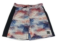 Pestro-černé vzorované sportovní teplákové kraťasy s logem Abercrombie&Fitch