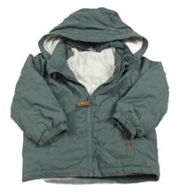 Khakišedá šusťáková zimní bunda s odepínací kapucí H&M