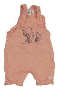 Broskvové melírované laclové tepláky s Pú a Prasátkem a volánky Disney