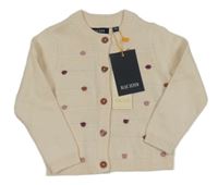 Nové - smetanový propínací svetr s 3D puntíky BLUE SEVEN