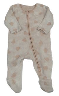 Světlepudrová plyšová kombinéza se srdíčky George