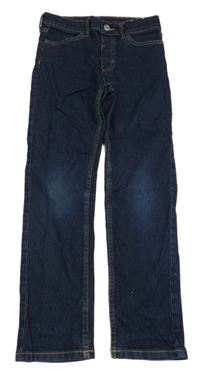 Tmavomodré slim fit teplákové rifle H&M