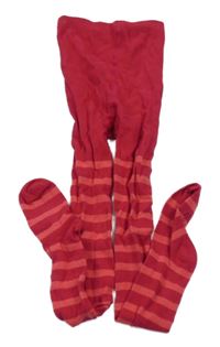 Malinovo-korálové pruhované punčocháče alive