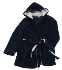 Tmavomodrý plyšový župan s kapucí OKaïdi