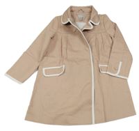 Pudrovo-bílý plátěný jarní kabát s límečkem CYRILLUS