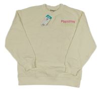 Nové - smetanová mikina s nápisy a kytičkami Matalan