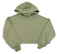 Khaki crop mikina s kapucí New Look