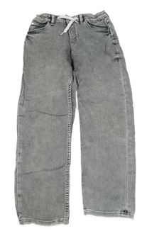 Šedé šisované relaxed wait tapered leg teplákové rifle H&M