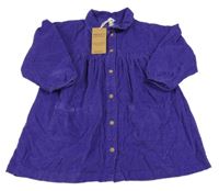 Nové - tmavofialové manšestrové propínací košilové oversize šaty Next