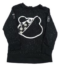 Černá skvrnitá mikina s medvídkem Pudsey s překlápěcími flitry George