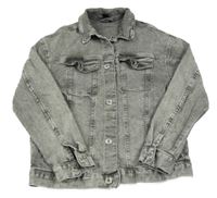 Šedá plísňová riflová bunda s límečkem H&M