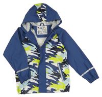 Army-tmavomodrá nepromokavá bunda s krokodýlky a kapucí lupilu