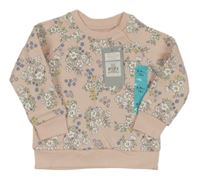 Nové - světlerůžová mikina s kytičkami PRIMARK