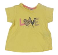 Žluté tričko s nápisy a srdíčky Ergee