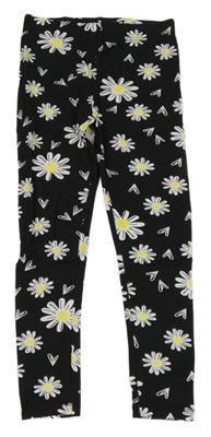 Černé legíny s kopretinami a srdíčky PEP&CO