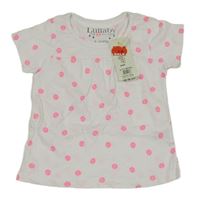 Nové - bílo-křiklavě růžové puntíkaté tričko Peacocks