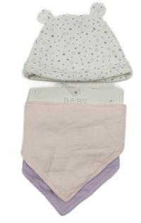 Nové - 3Set - 1x - Bílá čepice s hvězdičkami a oušky PRIMARK + 2x - šátek Matalan