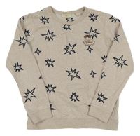 Světlebéžová melírovaná mikina s hvězdičkami a nášivkami SCOTCH&SODA