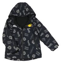 Černá kostkovaná šusťáková pod/zimní bunda s Pikachu a kapucí PRIMARK